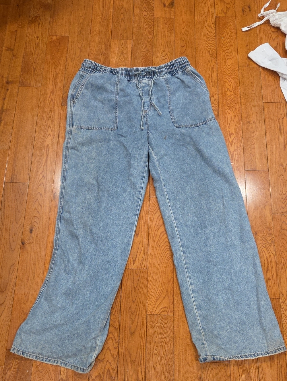 le chateau light blue denim drawstring pants